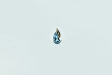 Load image into Gallery viewer, 10K Pear Blue Topaz Single Stud Leaf Accent Earring Yellow Gold