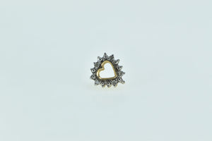 10K Diamond Heart Love Symbol Single Stud Earring Yellow Gold