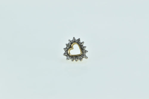 10K Diamond Heart Love Symbol Single Stud Earring Yellow Gold