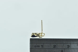 10K Oval Sapphire Diamond Accent Single Stud Earring Yellow Gold
