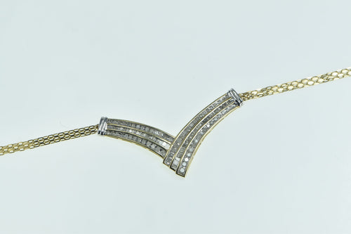 10K Chevron Diamond Classic Flat Box Chain Link Necklace 17