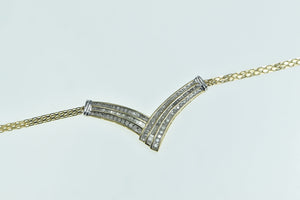 10K Chevron Diamond Classic Flat Box Chain Link Necklace 17" Yellow Gold