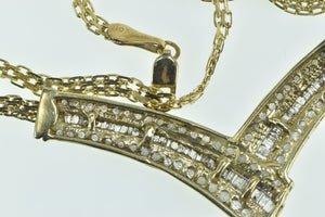 10K Chevron Diamond Classic Flat Box Chain Link Necklace 17" Yellow Gold