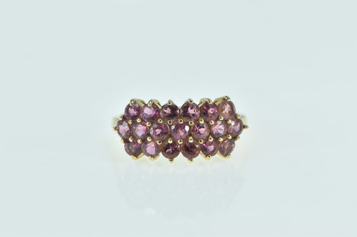 10K Pink Topaz Vintage Cluster Statement Ring Yellow Gold