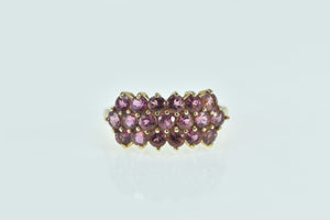 10K Pink Topaz Vintage Cluster Statement Ring Yellow Gold