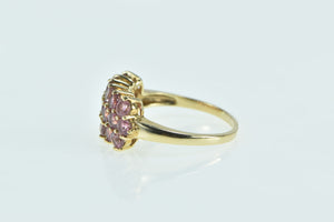 10K Pink Topaz Vintage Cluster Statement Ring Yellow Gold