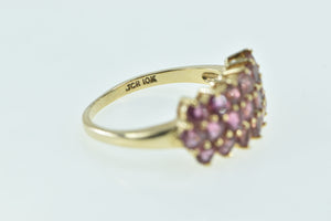 10K Pink Topaz Vintage Cluster Statement Ring Yellow Gold