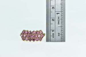 10K Pink Topaz Vintage Cluster Statement Ring Yellow Gold