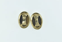 Load image into Gallery viewer, 14K Oval Tiger&#39;s Eye Vintage Statement Stud Earrings Yellow Gold