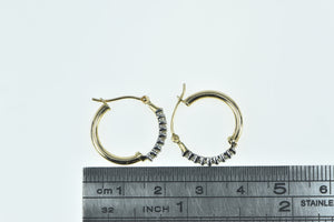 10K Diamond Classic Vintage 17.2mm Hoop Earrings Yellow Gold