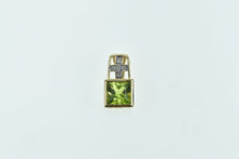 Load image into Gallery viewer, 14K Princess Peridot Diamond Cross Square Pendant Yellow Gold