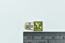 Load image into Gallery viewer, 14K Princess Peridot Diamond Cross Square Pendant Yellow Gold