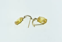 Load image into Gallery viewer, 14K Oval Citrine Curved CZ Dangle Statement Earrings Yellow Gold