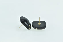 Load image into Gallery viewer, 14K Carved Black Onyx Squared Inlay Vintage Earrings Yellow Gold