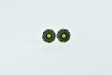 Load image into Gallery viewer, 14K Enamel Daisy Flower Vintage Stud Earrings Yellow Gold