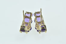 Load image into Gallery viewer, 14K Five Stone Amethyst Curved Statement Earrings Yellow Gold