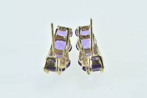 14K Five Stone Amethyst Curved Statement Earrings Yellow Gold