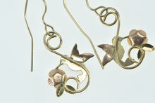 Load image into Gallery viewer, 10K Black Hills Hummingbird Leaf Ornate Dangle Earrings Yellow Gold