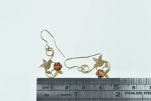 Load image into Gallery viewer, 10K Black Hills Hummingbird Leaf Ornate Dangle Earrings Yellow Gold
