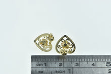 Load image into Gallery viewer, 14K Black Hills Gold Rose Flower Heart Stud Earrings Yellow Gold