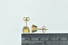 Load image into Gallery viewer, 14K Square Princess Citrine Vintage Stud Earrings Yellow Gold