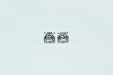 Load image into Gallery viewer, 14K Square Princess CZ Solitaire Classic Stud Earrings White Gold