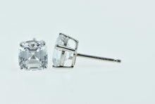 Load image into Gallery viewer, 14K Square Princess CZ Solitaire Classic Stud Earrings White Gold