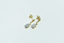 Load image into Gallery viewer, 14K Oval Natural Opal Dangle Vintage Statement Earrings Yellow Gold