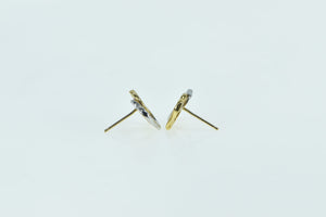 14K Two Tone Heart Interlocking Love Symbol Stud Earrings Yellow Gold