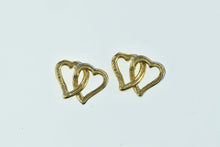 Load image into Gallery viewer, 14K Two Tone Heart Interlocking Love Symbol Stud Earrings Yellow Gold