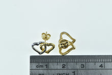 Load image into Gallery viewer, 14K Two Tone Heart Interlocking Love Symbol Stud Earrings Yellow Gold