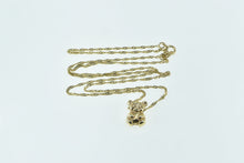 Load image into Gallery viewer, 14K Puffy Teddy Bear Singapore Link Chain Necklace 18&quot; Yellow Gold