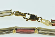 Load image into Gallery viewer, 14K Garnet Smoky Quartz Vintage Bar Link Bracelet 7&quot; Yellow Gold