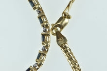Load image into Gallery viewer, 14K Oval Sapphire Diamond Vintage Chain Bracelet 7&quot; Yellow Gold
