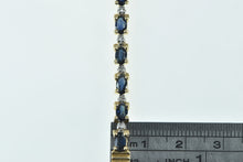 Load image into Gallery viewer, 14K Oval Sapphire Diamond Vintage Chain Bracelet 7&quot; Yellow Gold