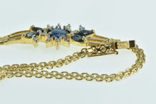 Load image into Gallery viewer, 14K Oval Sapphire Diamond Vintage Box Chain Bracelet 6.5&quot; Yellow Gold