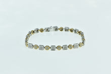 Load image into Gallery viewer, 14K Diamond Encrusted Two Tone Geometric Tennis Bracelet 7.25&quot; Yellow Gold