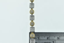 Load image into Gallery viewer, 14K Diamond Encrusted Two Tone Geometric Tennis Bracelet 7.25&quot; Yellow Gold