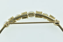 Load image into Gallery viewer, 14K Vintage Crescent Moon Pearl Statement Pin/Brooch Yellow Gold