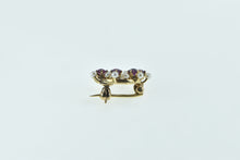 Load image into Gallery viewer, 14K Purple Tourmaline Seed Pearl Round Vintage Pin/Brooch Yellow Gold