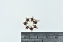 Load image into Gallery viewer, 14K Purple Tourmaline Seed Pearl Round Vintage Pin/Brooch Yellow Gold