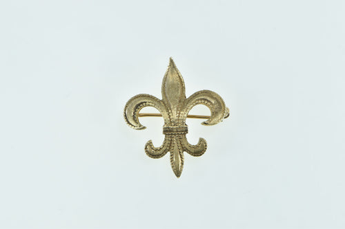 14K Fleur De Lis Symbol Ornate Watch Hanger Pin/Brooch Yellow Gold