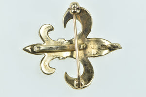 14K Fleur De Lis Symbol Ornate Watch Hanger Pin/Brooch Yellow Gold