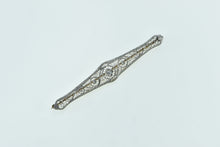 Load image into Gallery viewer, 14K Art Deco Ornate Filigree Diamond Floral Pin/Brooch White Gold