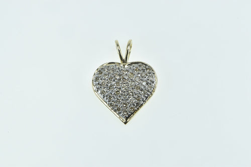14K 0.70 Ctw Pave Diamond Encrusted Heart Love Pendant Yellow Gold