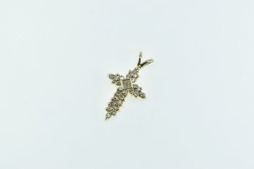 14K 0.56 Ctw Diamond Cross Christian Faith Symbol Pendant Yellow Gold