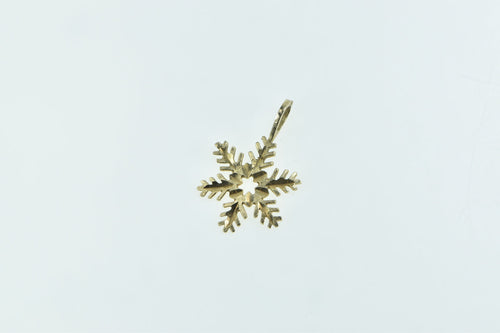 14K Snow Flake Winter Motif Cold Weather Charm/Pendant Yellow Gold
