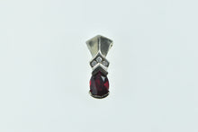 Load image into Gallery viewer, 14K Pear Garnet Diamond Accent Vintage Pendant White Gold