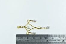 Load image into Gallery viewer, 14K Vintage Pearl Dangle Loop Drop Statement Pendant Yellow Gold