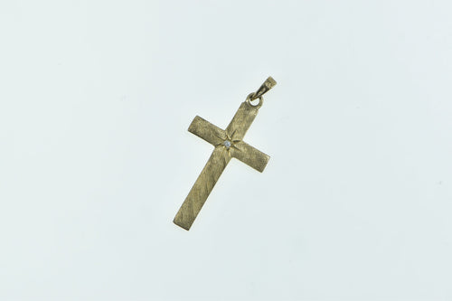 14K Diamond Vintage Cross Christian Faith Pendant Yellow Gold